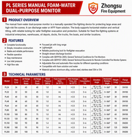Canon à mousse d'eau manuel fixe ZHONGSU avec longue portée et commande par levier, monté sur bride, pour la lutte contre les incendies industriels