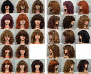 Perruque courte bouclée bob sans colle en <span class=keywords><strong>cheveux</strong></span> brésiliens Remy Water Wave None Lace avec <span class=keywords><strong>frange</strong></span>, densité 200%, fabriquée à la machine, pour femmes - Product Image 6