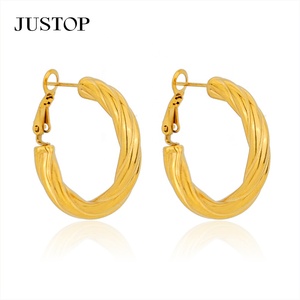 Trending <b>Hook</b> Hoop <b>Earrings</b> 18K Gold Plated Stainless Steel Hypoallergenic Waterproof Trendy Fashion Jewelry Supplier - Product Image 1