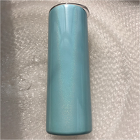 Bouteille d'eau à paillettes double paroi en acier inoxydable, contenant isolé, pour sublimation, blanc, droit, slim, avec paille, 10 oz 20oz 30oz