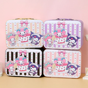 Sanrio Cute Cartoon Kuromi <b>Makeup</b> Case Purple PU Leather With Mirror Portable Storage <b>Box</b> For Cosmetic Travel Use - Product Image 3