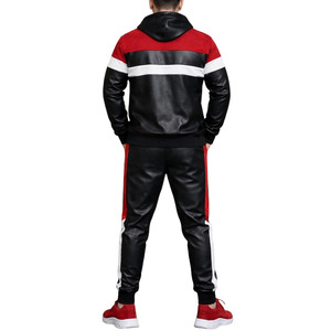 Chándal de cuero con capucha y cremallera, ligero, cómodo y de alta calidad para hombre, personaliza tu propio diseño, chándales de cuero para hombre - Product Image 5