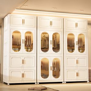 Foldable <b>Plastic</b> Storage Cabinet For Clothing Bedroom Kids Organizer Standing Type Rectangle - Product Image 3