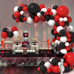 Nuevas llegadas 106 piezas Kit de arco de Globo Rojo Negro con globos de lentejuelas mixtas Globo de varios tamaños para todo tipo de decoración de fiesta