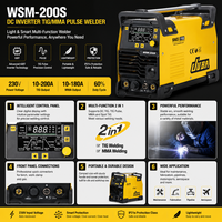JUBA Nouvelle machine à souder portable à onduleur TIG/MMA WSM-200S avec fonction pulsée, cycle de service de 60 %, 230 V 7 kVA