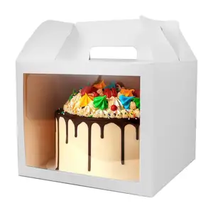 Cake Packaging Box Custom Rectangle Bakery Pastries Take Away Food Container Box With Clear Window