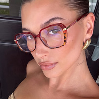 Gafas de lectura retro de gran tamaño con montura óptica, antiluz azul, cuadradas con bloques de color, monturas de gafas para mujer al por mayor