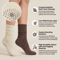 Chaussettes de yoga et de danse pour femmes, antidérapantes, avec logo personnalisé, certifiées OEKO Tex100, style rétro, avec grip, pour Pilates, Barre et danse.