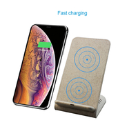 Support de téléphone portable en paille de blé, chargeur sans fil en gros, chargeur sans fil rapide 2 en 1, 10W 15W