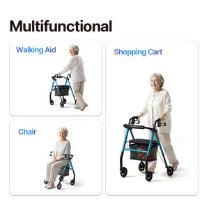 Zuowei ZW8720 15,43 lb Lichtgewicht Vierwiel Rollator met Boodschappenmand, Rugleuning, 115 kg Draagvermogen en Lineaire Trekrem - Product Image 3