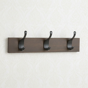 Ak Brass Wood and three Steel <b>Hooks</b> <b>Black</b> Powder Coated Finished Wall <b>Hooks</b> Coat <b>Hooks</b> - Product Image 5