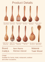 Ensemble d'ustensiles de cuisine en bois de teck écologiques, outils de cuisson antiadhésifs pour la maison, la cuisine et les restaurants