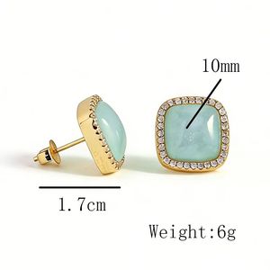 LS-D924 <span class=keywords><strong>France</strong></span> Boucles d'oreilles clous tendance en forme de carré avec <span class=keywords><strong>CZ</strong></span>, améthyste et labradorite, pierres précieuses de mode pour Dilay - Product Image 3