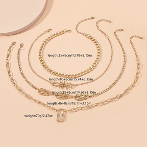 สร้อยคอแฟชั่นแบบหลายชั้น โลหะผสมสังกะสีสีทอง จี้รูปแม่กุญแจ สร้อยคอสำหรับผู้หญิง เครื่องประดับสำหรับงานปาร์ตี้ - Product Image 4