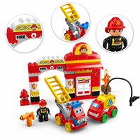 Ensemble de blocs de construction de pompier en plastique ABS, jouet de caserne de pompiers, blocs de construction sur le thème du transport pour enfants