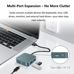 <span class=keywords><strong>4</strong></span>-Port USB 3.0 HUB với Type-C điện cho máy tính xách tay mở rộng nhôm 5Gbps/10Gbps trong kho - Product Image 5