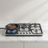 Table de cuisson à gaz encastrable 5 brûleurs en acier inoxydable avec allumage électrique automatique pour usage commercial et hôtelier, fabriquée en Chine