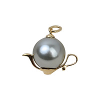 Pendentif théière vintage pour perles de 10-11 mm, breloque plaquée or 18 carats pour collier, accessoires de bijoux faits main DIY