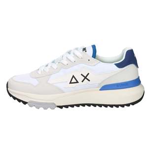 Sun68 Men's Sneakers Z36121 <b>White</b> Blue 3 Cm <b>Heel</b> Canvas Trendy Shoes - Product Image 1
