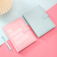 Grossiste Personnalisé 50 Enveloppes Challenge Binder Macarons A5 Planner Suit Notebook Magnétique Transparent Budget Couverture en cuir