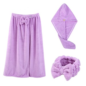 Women Beauty <strong>Towel</strong> Adjustable Soft Shower <strong>Wrap</strong> Body <strong>Towel</strong> <strong>with</strong> <strong>Velcro</strong> Drying Hair <strong>Towel</strong> Absorbent &amp; Quick Dry - Product Image 1