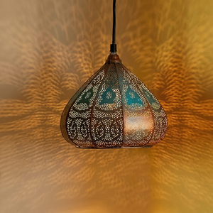 <b>Copper</b> <b>Lantern</b> Pendant Light Teardrop Shape Perforated Metal Home Decoration Durable Design - Product Image 1