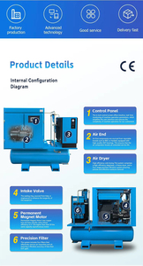 Compressore d'Aria Industriale Diesel 12.5 bar 7.5kW 4-in-1 |   Serbatoio Ricevitore Portatile da 340L, 0.8m/min, Raffreddato ad Aria, Lubrificato, Silenzioso, Certificato CE - Product Image 6