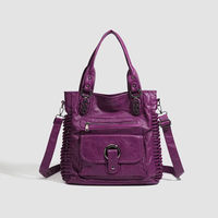 Sac à bandoulière vintage tendance pour femme, grande capacité, effet délavé, multi-poches, style motard