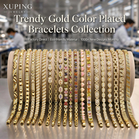 Bracelet à maillons en émail et CZ synthétique plaqué or 14 carats, multi-styles, bijoux Xuping, vente en gros, accessoires de mode pour femmes