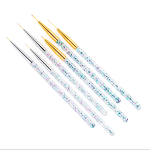 Ensemble de 3 pinceaux à manche pailleté de 5 mm pour nail art, pinceaux fins pour la peinture au gel UV, pour la conception de manucure - Product Image 1