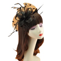 Accessoires de cheveux vintage pour mariée européenne et américaine, ornement floral en plumes pour cheveux courts, voile, coiffe de performance Cheongsam