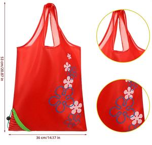 Bolsa de supermercado plegable de poliéster ecológica de fábrica de Vietnam, bolsas de compras plegables reutilizables con logotipo personalizado con patrón de dibujos animados - Product Image 2