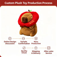 Peluche Capybara Mignonne avec Chapeau Pomme, Jouet en Peluche Doux, Vente en Gros, Fabricant de Peluches Personnalisées, Cadeaux pour Enfants