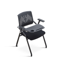 Chaise de formation pliable empilable avec tablette d'écriture rabattable, dossier ergonomique en acier robuste, chaise de bureau pour conférence, tableau d'écriture pour atelier