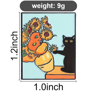 Épinglette en émail personnalisée chat noir et tournesol, motif chaton coquin, badge métallique, épinglette de revers amusante, bijou cadeau - Product Image 6