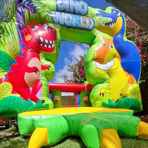 Castello Gonfiabile Verde a Tema Giungla, <span class=keywords><strong>Casa</strong></span> Rimbalzante Gonfiabile con Animali dello Zoo, Castello Gonfiabile a Tema Dinosauri in <span class=keywords><strong>Vendita</strong></span> - Product Image 4