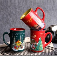 Mug en céramique moderne jetable personnalisé pour Noël avec motif Père Noël et bonhomme de neige, vaisselle festive pour cadeaux promotionnels
