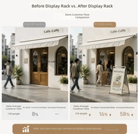 Rak Display Poster Lipat A-frame Dua Sisi Portabel Ringan Berbahan Baja Tahan Karat dengan Finishing Cermin Terintegrasi