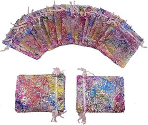 Sacchetti Regalo in Organza Stile <span class=keywords><strong>Coralline</strong></span> per Giocattoli, Caramelle, Cioccolato, Feste, Natale, Matrimoni, Colorati con Garza Dorata - Product Image 3