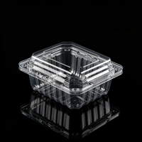 Conteneur transparent en PET pour tomates cerises avec couvercle bombé, couvercle séparé, boîte à légumes côtelée jetable, qualité alimentaire, vente en gros, OEM personnalisé