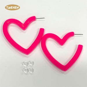 Yachen Bán Chạy Nhất Trái Tim Neon Màu Acrylic Bông Tai Cho Phụ Nữ Retro Đầy Màu Sắc Hoop Bông Tai Mặt Dây Chuyền Cho Nhảy Múa Bên Phụ Kiện - Product Image 2