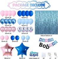 Décorations d'anniversaire personnalisées, kits de ballons avec guirlande Joyeux Anniversaire et rideau à franges pour fête de naissance ou anniversaire