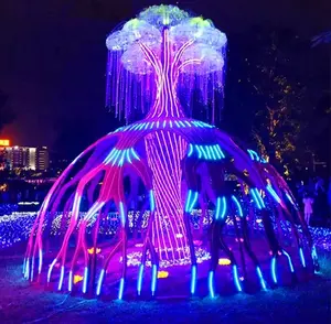 RGBW Colorful Landscape Lighting Wave Drum Interactive tree of life modeling lamp Induction Park scenic fiber optic lights