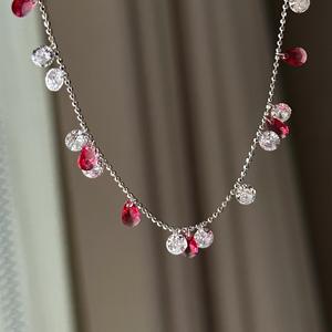 S925 Pure Silver Wheat Ear Necklace with Medieval Vintage Drawstring Lace Simple French Elegance Niche Design <b>Crystal</b> Necklace - Product Image 3