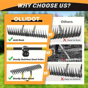 Râteau à désherbage de pelouse à double <span class=keywords><strong>action</strong></span> robuste, hauteur réglable, râteau manuel pour ameublir le sol et aérer les pelouses - Product Image 2