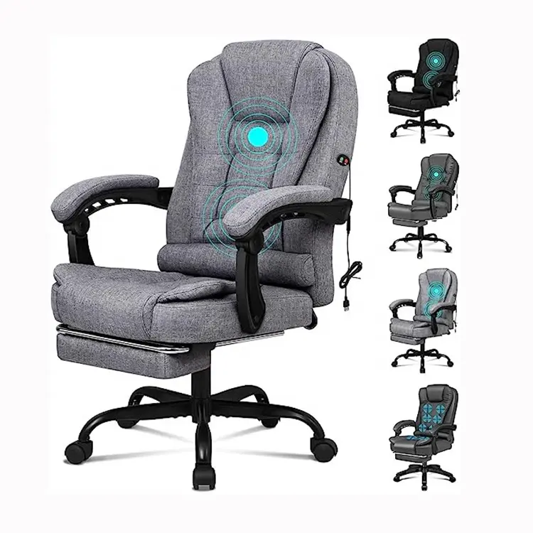 Sillas giratorias de Uruguay personalizadas, sillas de oficina Archie Grey Linen Korea, sala de entrenamiento, ordenador ejecutivo, sillas de oficina con reposapiés