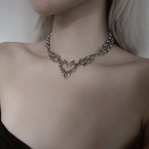 Retro Punk hueco llama tótem amor COLLAR COLGANTE Ins Hip-hop personalidad clavícula cadena accesorio - Product Image 5