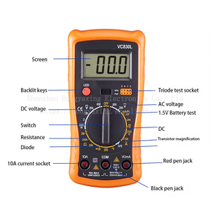 VC830L Multímetro Digital AC/DC 600V Amperímetro Volt Ohm <span class=keywords><strong>Tester</strong></span> Pantalla LCD Retroiluminación Pantalla portátil de 4 dígitos 0,1 Clase de precisión - Product Image 2
