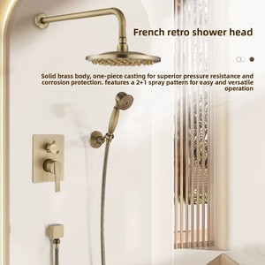 Juego de ducha oculto de latón antiguo, montado en la pared, con válvula mezcladora para <span class=keywords><strong>baño</strong></span> y ducha de mano - Product Image 3