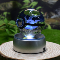 Boule de cristal Pokémon K9 de 5 cm, boule de cristal Genie, animal de compagnie Genie, Gengar, Snorlax, boule de cristal, ensemble de veilleuse DIY